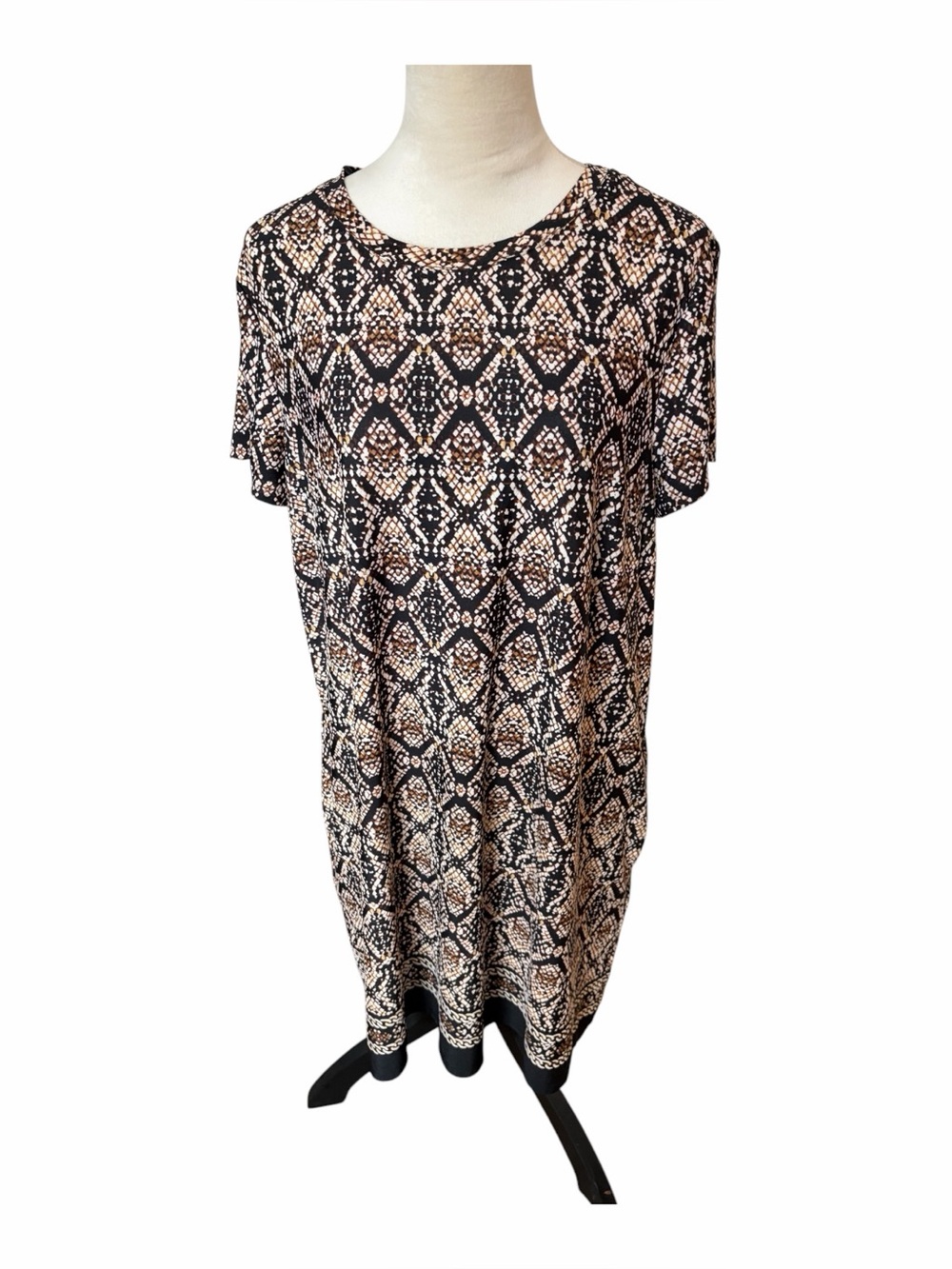 Apt. 9 Black and Brown Snake Print Midi Shift Dress with pockets